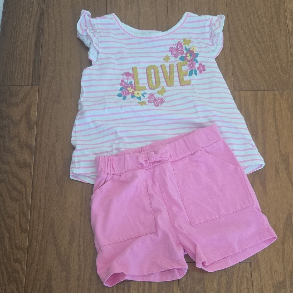 Little Lass Pink and White Kids Matching Set